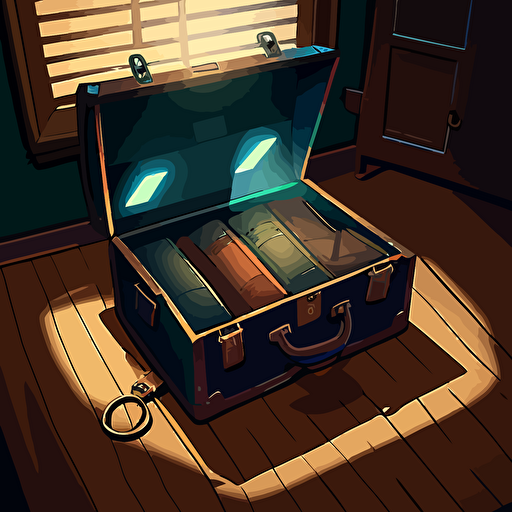 illustration of a modern briefcase on the floor. founders, businessmen, excecutives. vector, moody, contrasting shadows.