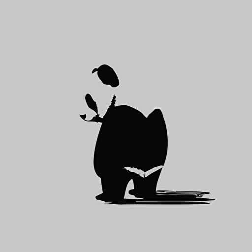 a panda from behind black and white simple vector minimal