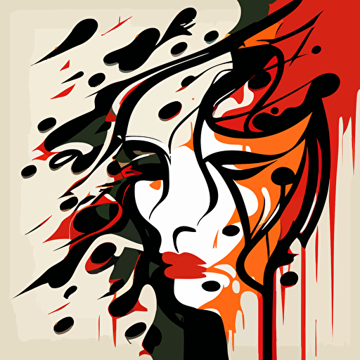 abstract face drawing, vector, 4:5