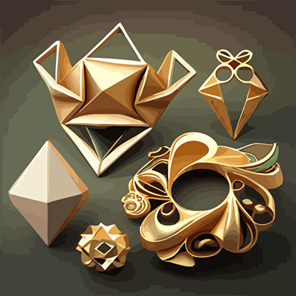 vector image of jewelry in shape of geometric forms in style of google