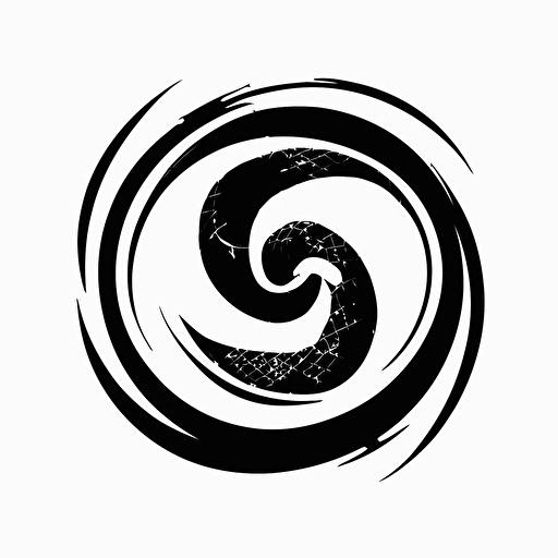 simple, modern iconic logo of snake spinning on itself black vector, on white background