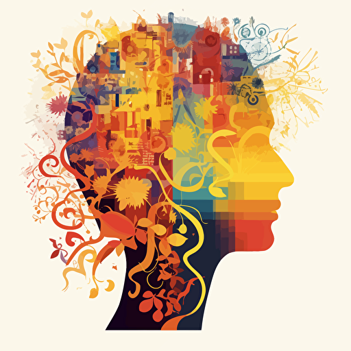 abstract vector image of humans brains and minfulness, spritual awakening