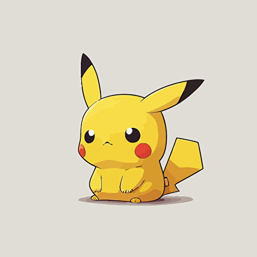 cute Pikachu Kawaii style, vector, high resolution, simple minimalist, white background