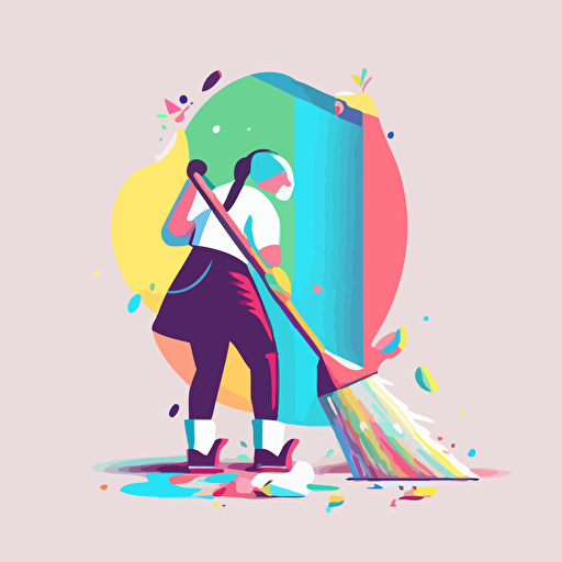 cleaning vector image illustration, minimaliste, plastic, colorful
