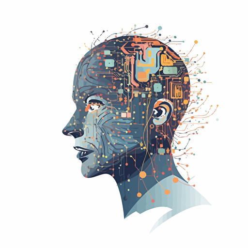2d flat vector, white background, artificial intelligence