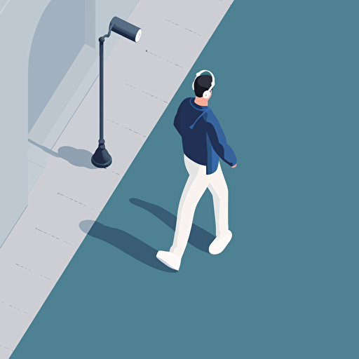 simple vector animation of person with airpods walking on the sidewalk