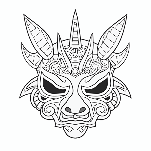 mask hanya No Shadow. Cartoon. Coloring page. Vector. Simple. background