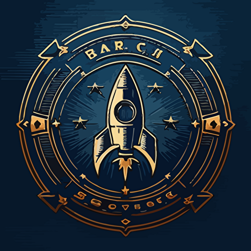 rocket logo, simple vector logo, blueprint look, cad design