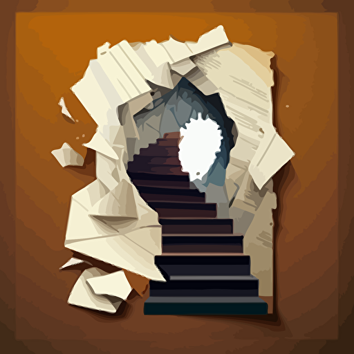 stairs to the light, education, magazine style, torn paper background, vector