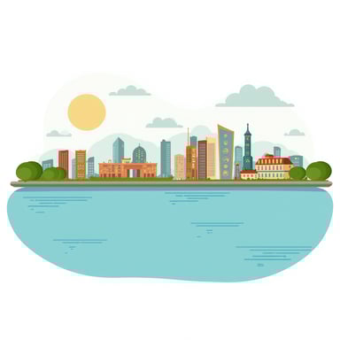 a cityscape with a river