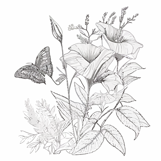 vector drawing botanical adult coloring pages