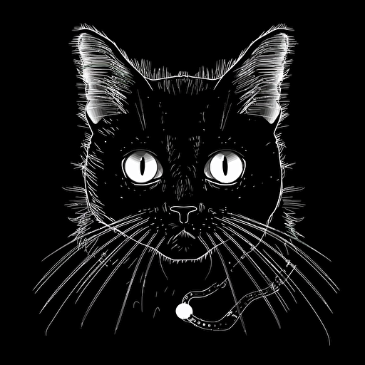 electrocat, black and white, vector art, white background