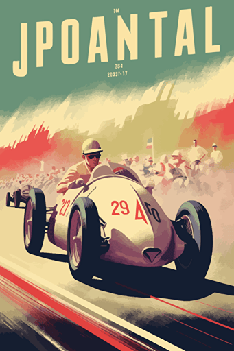 poster art, racing sport event from 1940's, summer, clear light colours, minimalistic vector style,