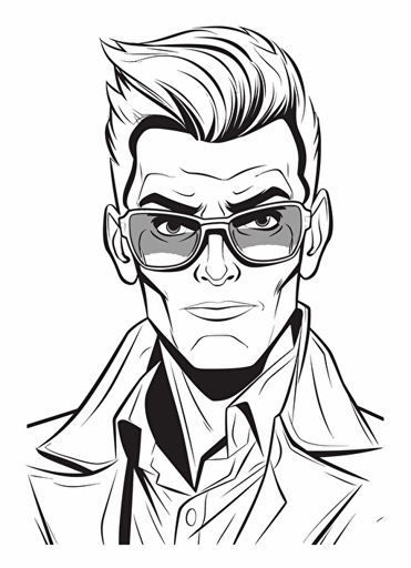 2d illustration, simple vector cool coloring page