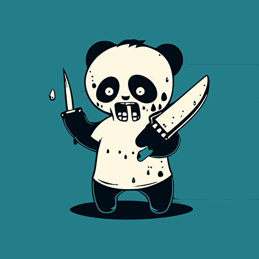 vector illustration, funny panda with knife seems like jeff the killer