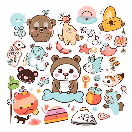 cute, detailed, cartoon style, 2d clipart vector, creative and imaginative, hd, white background