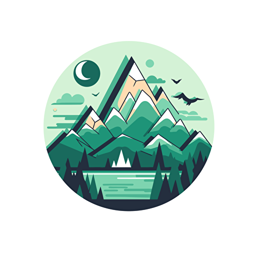 very simple logo for valley, green colors, vector flat, PNG, SVG, flat shading, solid white background, mascot, logo, vector illustration, masterwork, 2D, simple, illustrator