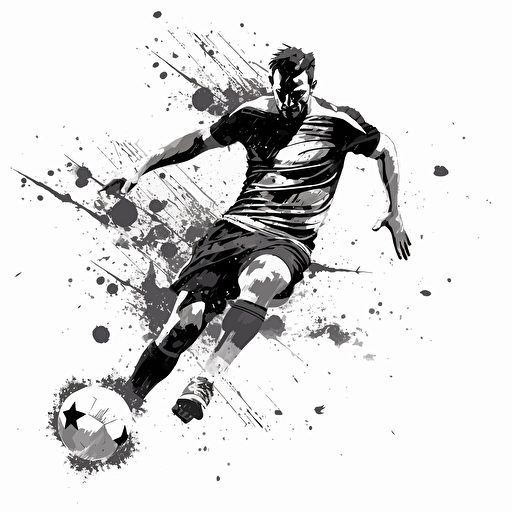 soccer vector style, drawing, black and white
