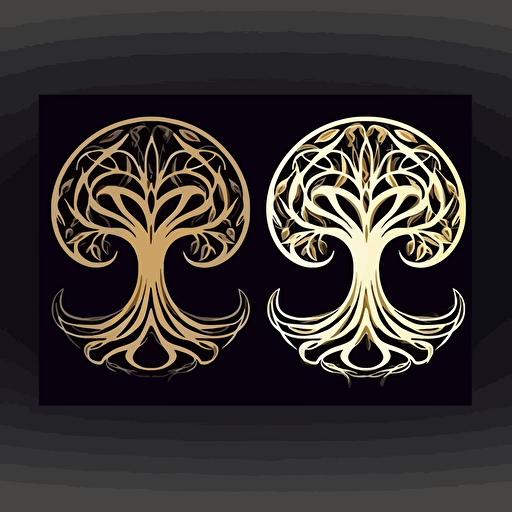 Iggdrasil in high-detail stylized vector logo streamlined design, majestic, minimalist