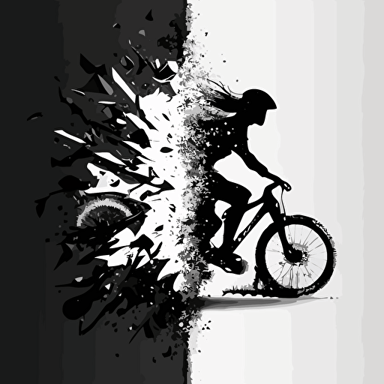 half bike half skii 2d vector black white background