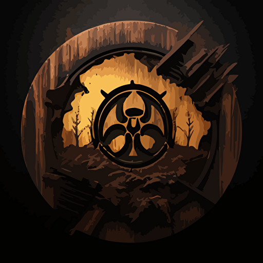 Post apocalyptic made of wood and iron, simple image, vector, icon