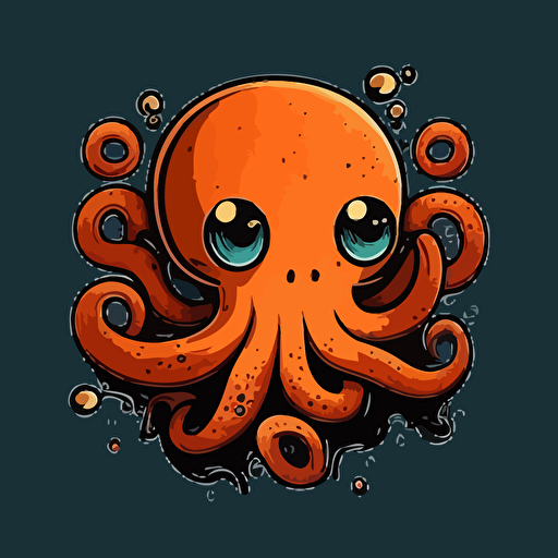mascot logo octopus, simple, vector, anime, 2D