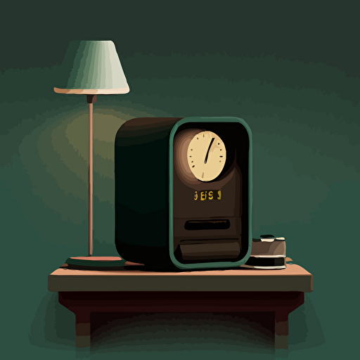 a nightstand with a small digital alarm clock. Modern. Moody. Vector