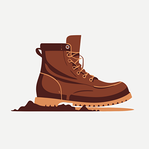 flat minimalist vector illustration of old brown leather boots on a white background