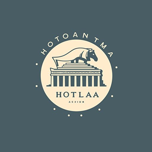 Logo minimal, simple logo, tourism, cultural, vector, mosaic style, tourism company, Hola company name, with the parthenon, athens.