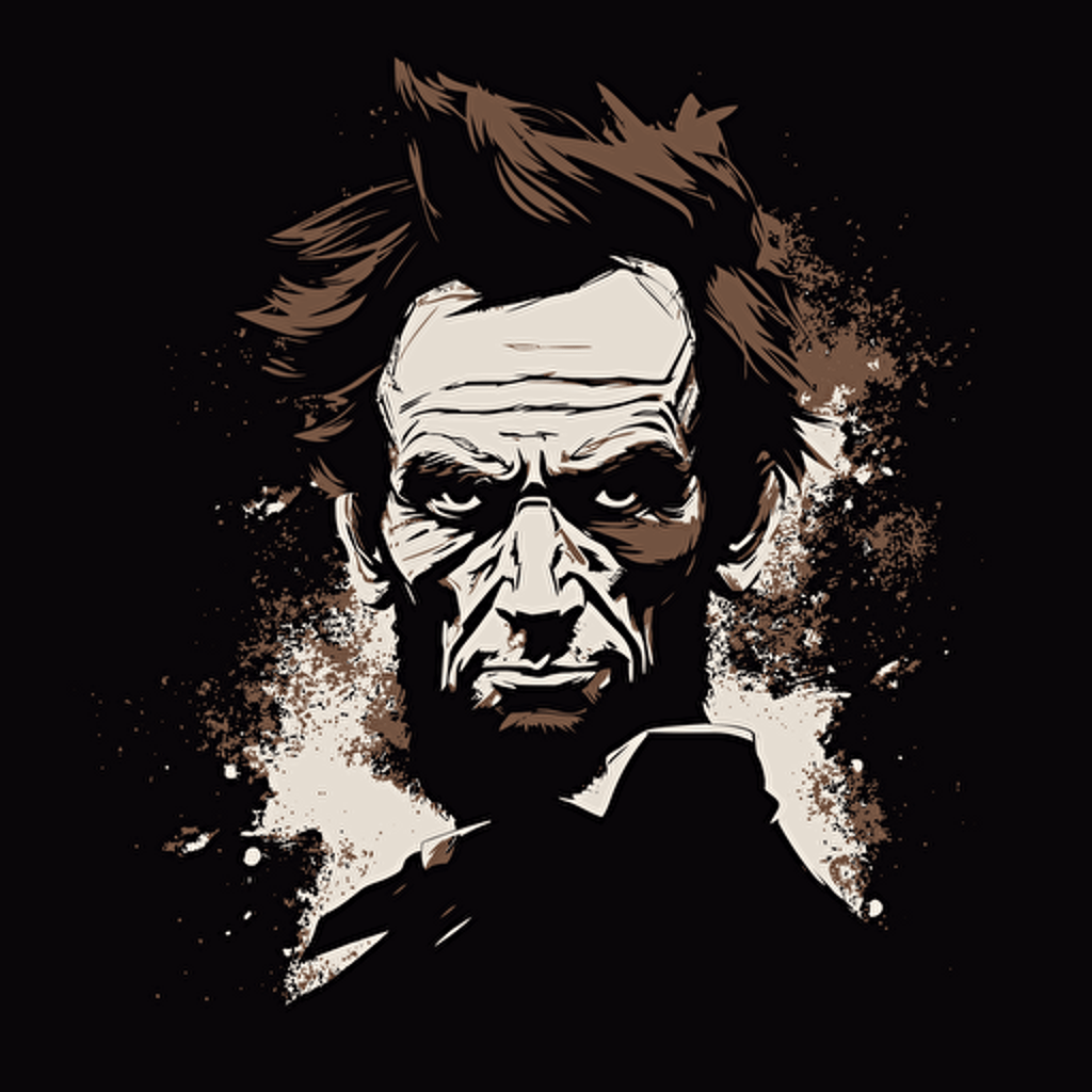 banksy style abstract Abraham Lincoln. Vector. Drawing. Black background.