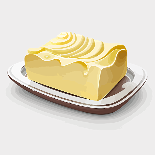 butter on a dish vector 2d white background