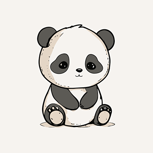 simple drawing of a cute panda on a white background, vector, no background