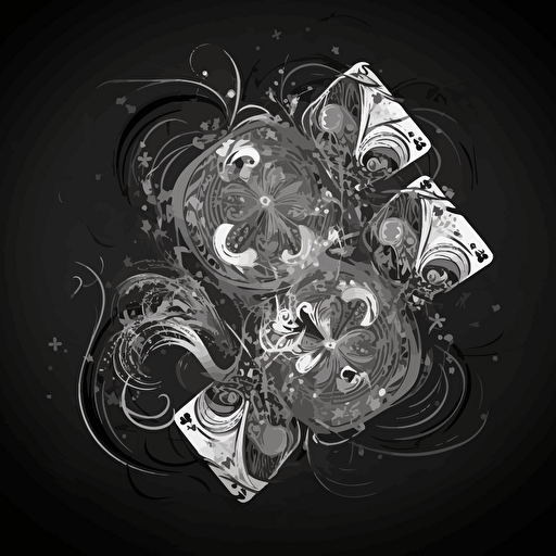 2d, vector quality, grayscale, abstract playing cards, on black background