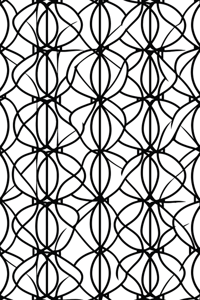 decorative geometric fabric pattern, black on white background, vector, one line, seamless pattern