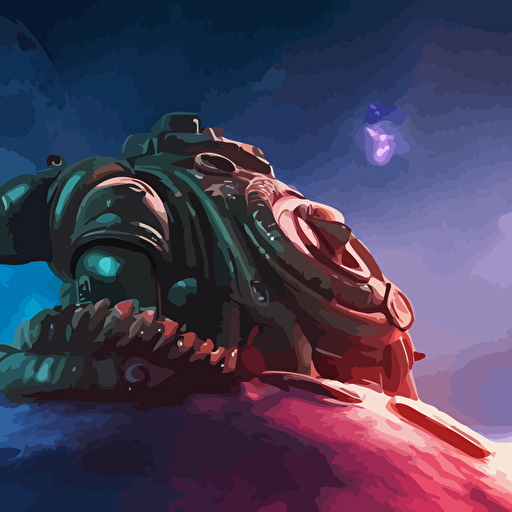 octopus wearing spacemarine armor outer space spacecraft nebula octane render 3d unreal engine highly detailed 4k 8k