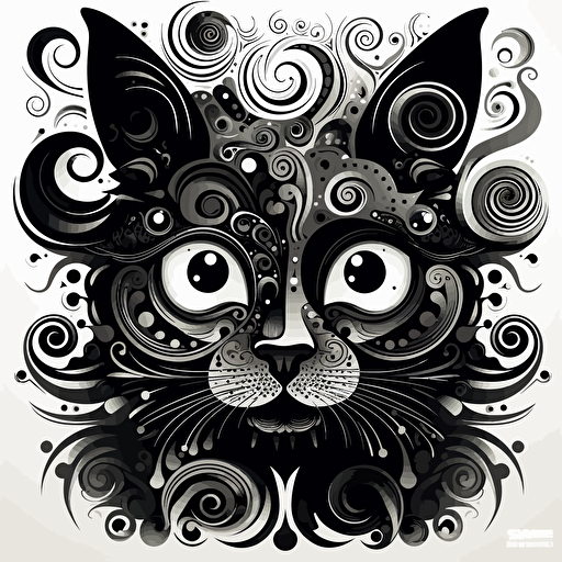 vector cat black white