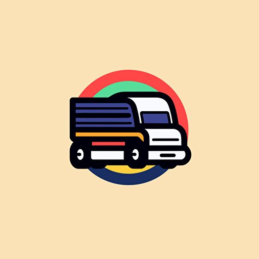 a flat vector logo of a concreate truck at an angle, very minimal, outline,by Paul Rand, De Stijl, vector, symbol