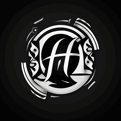 a raw and abstract vector clothing logo containing the letter "H" ancient greek style, black and white