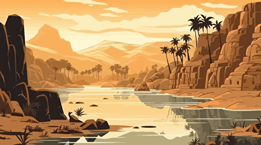 vector ilustration of the nilo river in egypt with civilizations around it,