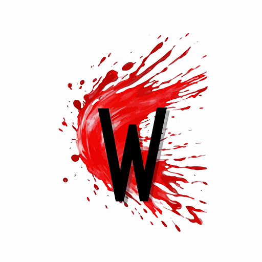 a simple vector logo of the letter "w" in red paint, able to see the strokes of the paint brush