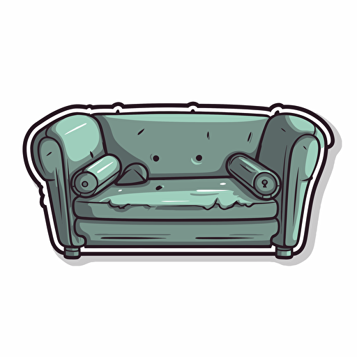 inverted couch 2d simple die-cut sticker vector art