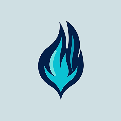 minimalist logo, blue stake, blue flame, in the style of nba team logo, flat design, vector render