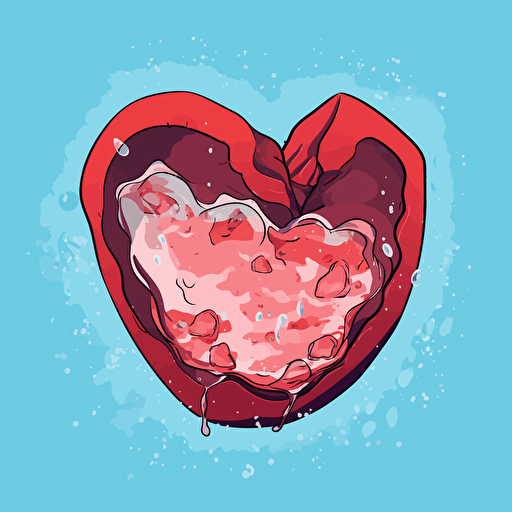 a frozen liver surrounded by ice, simple vector art