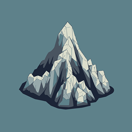 Isometric icon, Mountain, solid background, in the style of Matthew Skiff illustrations, in the style of Christopher Lee illustrations, in the style of Jonathan Ball illustrations, simple, rough-edged drawing, vector illustration, flat art,