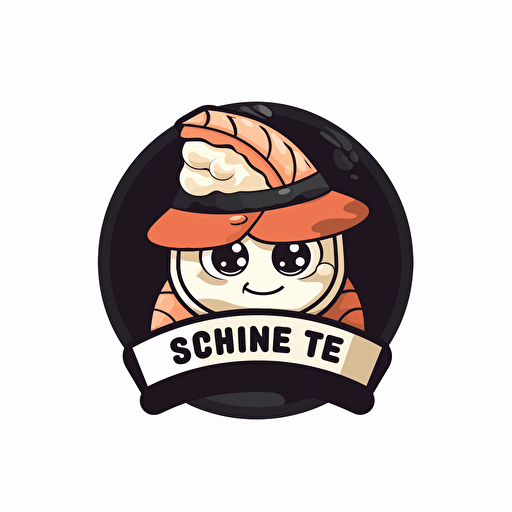 sushi one logo vector illustration, vector logo, vector art, emblem, simple cartoon, 2d, no text, white background