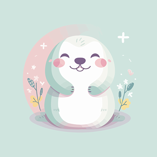 A flat vector illustration of a cute animal in pastel colors