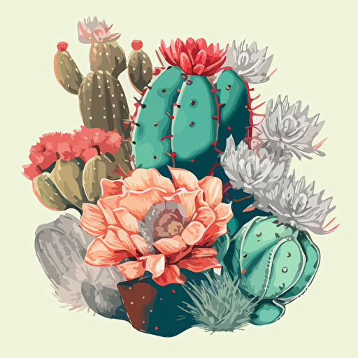 a vector image of a boho hand drawn cactus