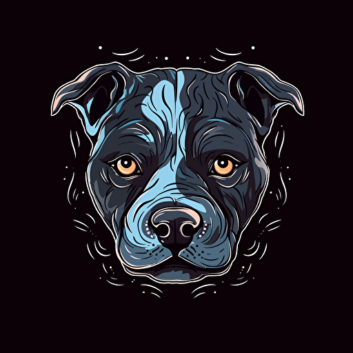 Cute puppy pitbull humain animed, vector logo, high coloring, black background