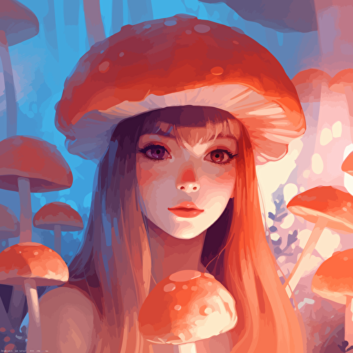 a beautiful mushroom. Clean Cel shaded vector art by lois van baarle, artgerm, Helen huang, by makoto shinkai and ilya kuvshinov, rossdraws, illustration