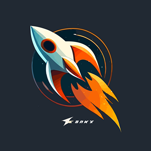 flat design rocket logo with peonix wings. simple design. vector design.